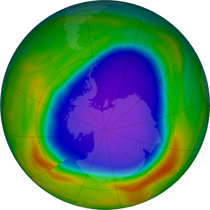 Antarctic ozone map for 13 October 2018